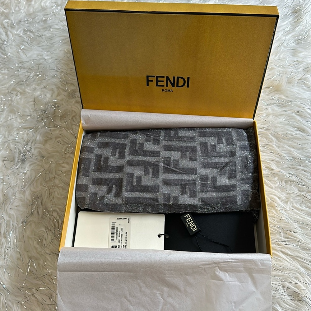 Authentic fendi double F logo metallic silver tights size ll size medium NWT NIB